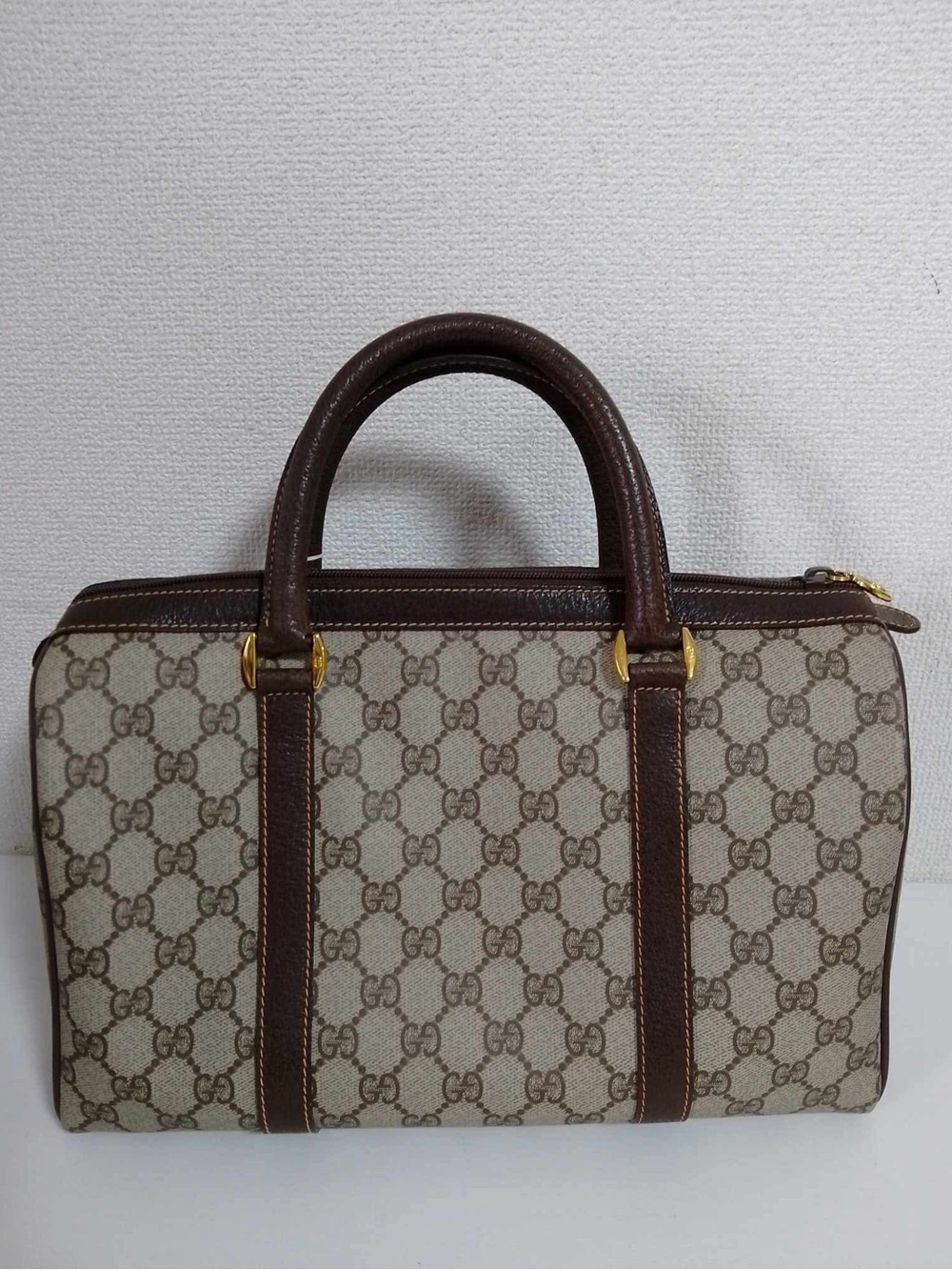 Gucci Brown GG Supreme Canvas Boston Bag with SherryLine - Picture 2 of 12